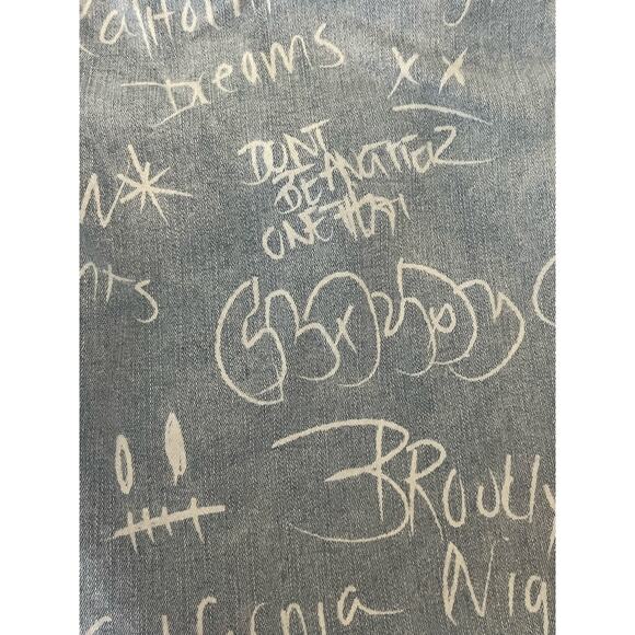 Gemma Rae Paper Bag Elastic Waist Chalk Art Graffiti Jeans Size 7 / 28 Pull On - Picture 8 of 11